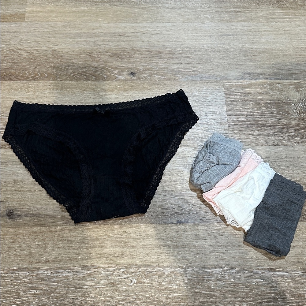 Black Lace Trim Panties Set of 5. Extremely soft